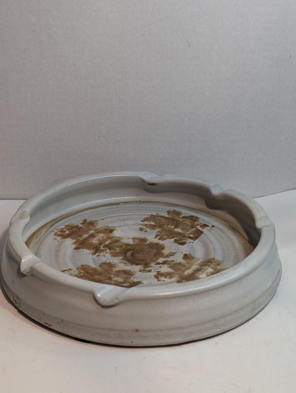 Vintage Ashtray Pottery Craft Brown Tan Glazed Ceramic, Is Handmade
